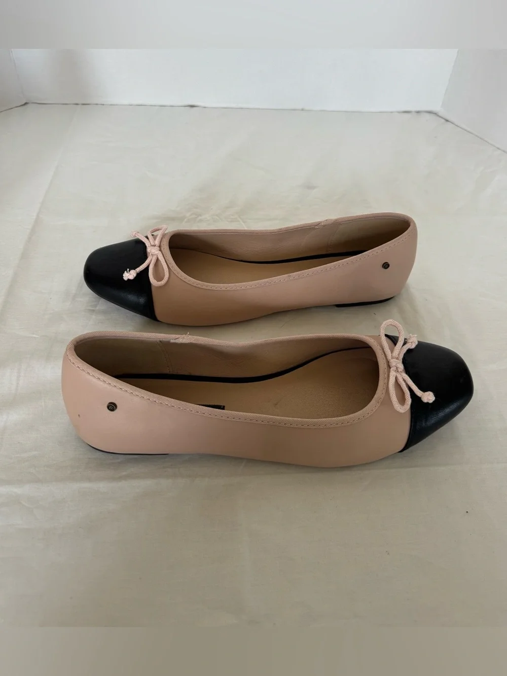 French Connection Two-Tone Pink and Black Cap-Toe Ballet Flats Size 11